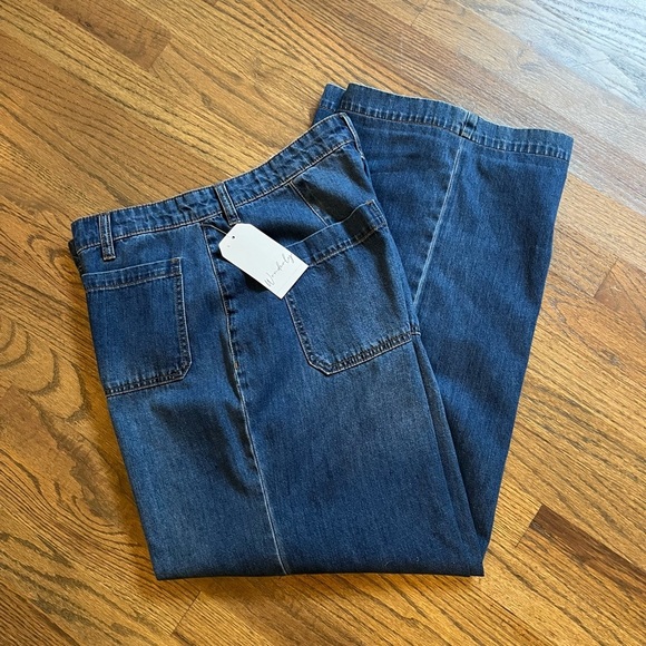 Wonderly Wide Leg Classic Jeans Denim Patch Pockets - Picture 3 of 10